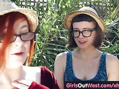 7X3.net presents: Hairy lesbian ass and cunt licked outdoors