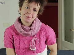 7X3.net presents: Skinny mature grandma works her hairy pussy
