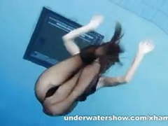 7X3.net presents: Zuzanna is swimming in pantyhose in the pool
