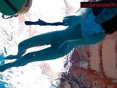 7X3.net presents: Perfect shaved teen in the pool