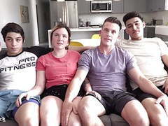 7X3.net presents: Crazy teen 4some. ass splitting huge cock and rimming!