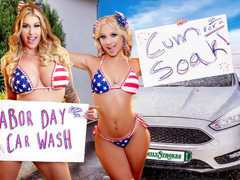7X3.net presents: Car wash duo shake tits and score big