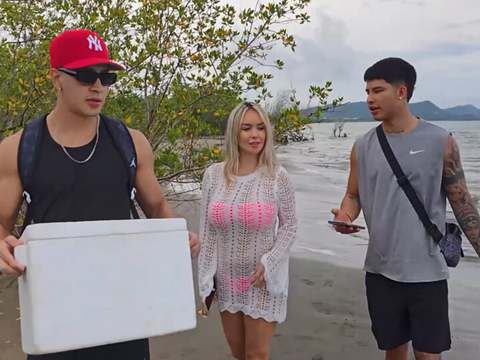 7X3.net presents: Threesome on the beach with stepbrothers - danner mendez - tatiana alvarez - max betancur