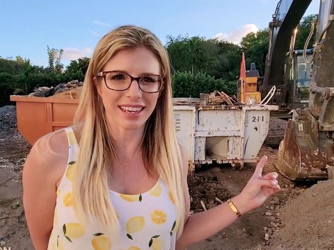 7X3.net presents: Outdoors video of sexy blonde wife cory chase with glasses