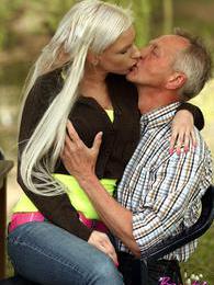 7X3.net presents: Horny blonde teenage beauty riding an old stiff schlong