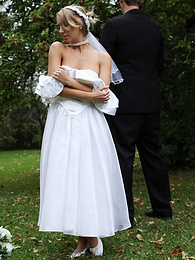 7X3.net presents: Blonde bride Hayley Marie Coppin gets naked on a lawn while taking her vows